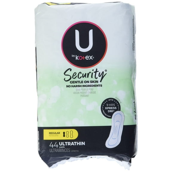 U by Kotex Security Ultra Thin Pads, Regular, Unscented, 44 Count