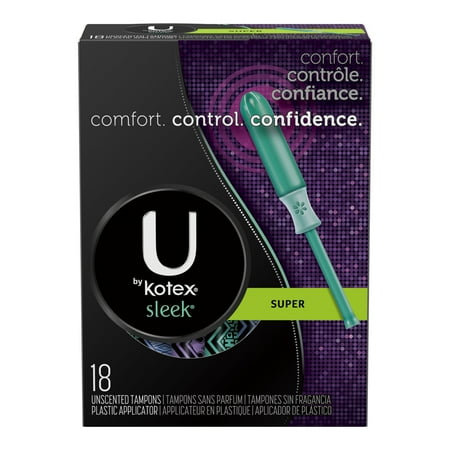 U by Kotex Sleek Tampons, Super Absorbency, Unscented, 18 Count