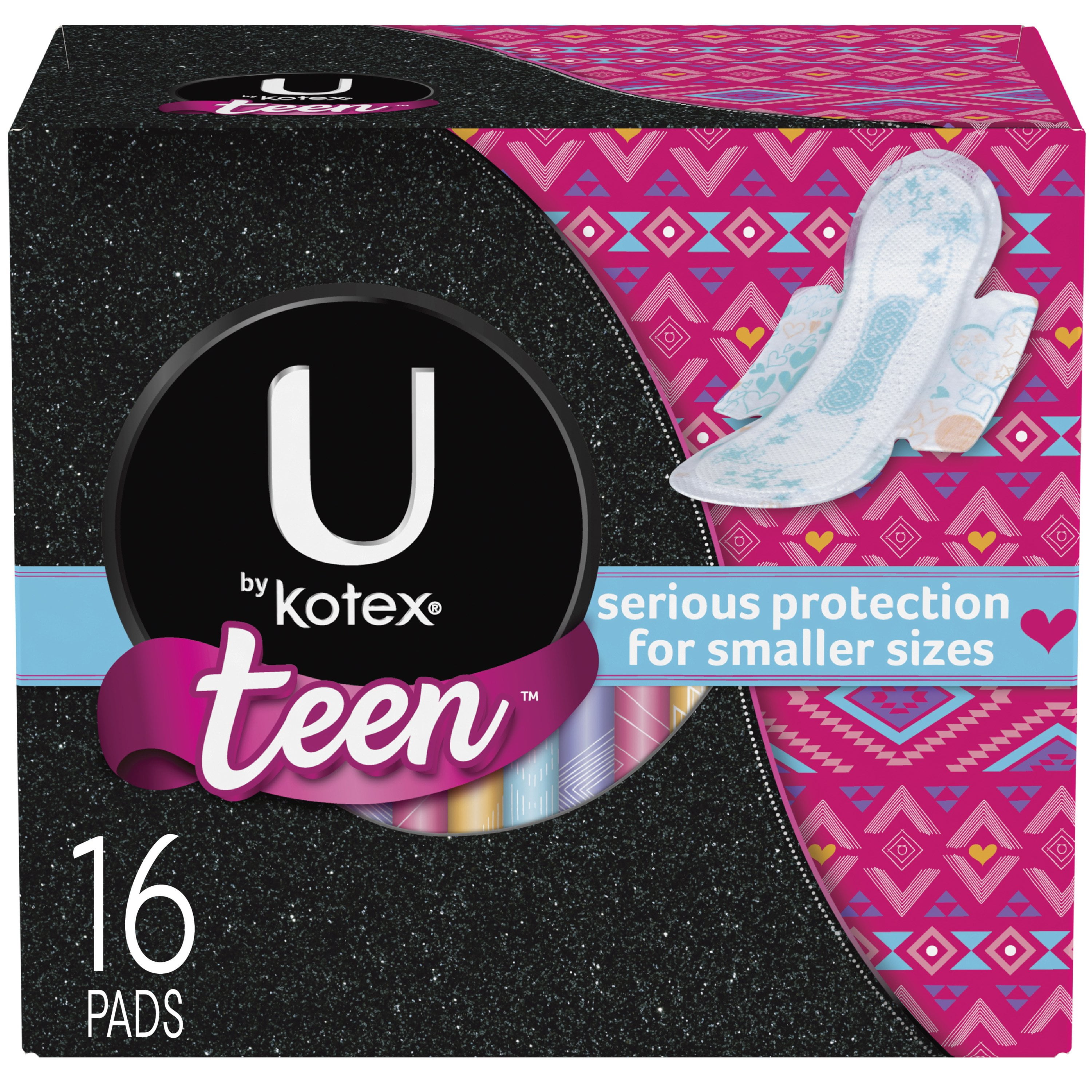 U by Kotex Teen Pads with Wings, Heavy Absorbency, Unscented