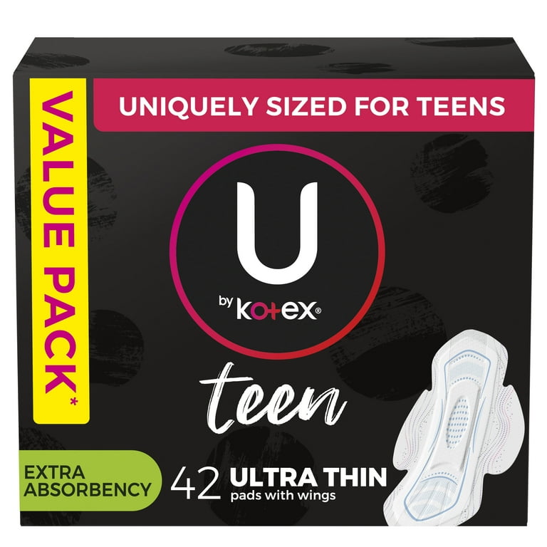 U by Kotex Teen Ultra Thin Feminine Pads with Wings, Extra