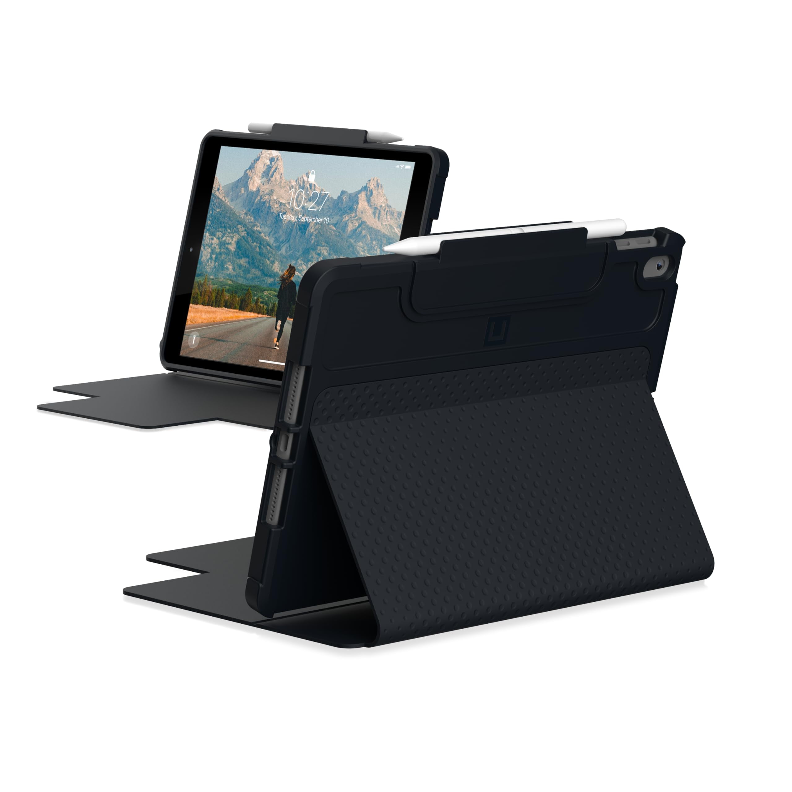 [U] by UAG iPad 10.2 Case Black 9th Generation 2021, 8th Gen 2020, DOT Lightweight Slim Shockproof Smart Folio Protective Cover with Auto/Sleep Wake & Pencil Holder