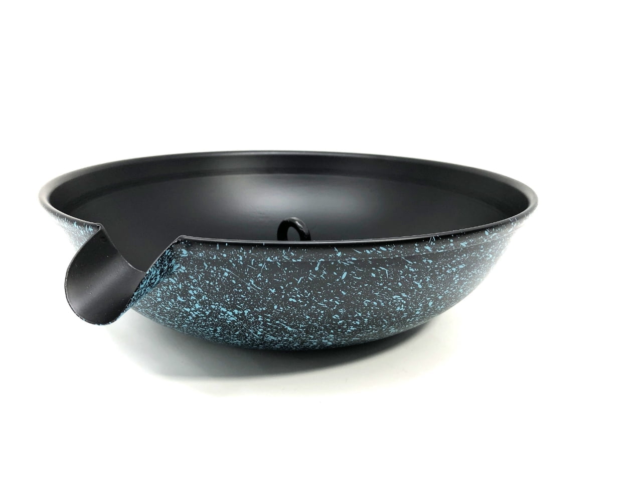 Black and Blue Metal Rain Chain Anchoring Basin with Scupper