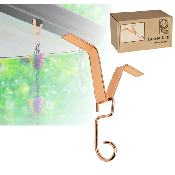 U-nitt Gutter Clip for Rain Chain Installation, Copper Plated Iron, Standard, 973CP, 5.75 X 6 inches