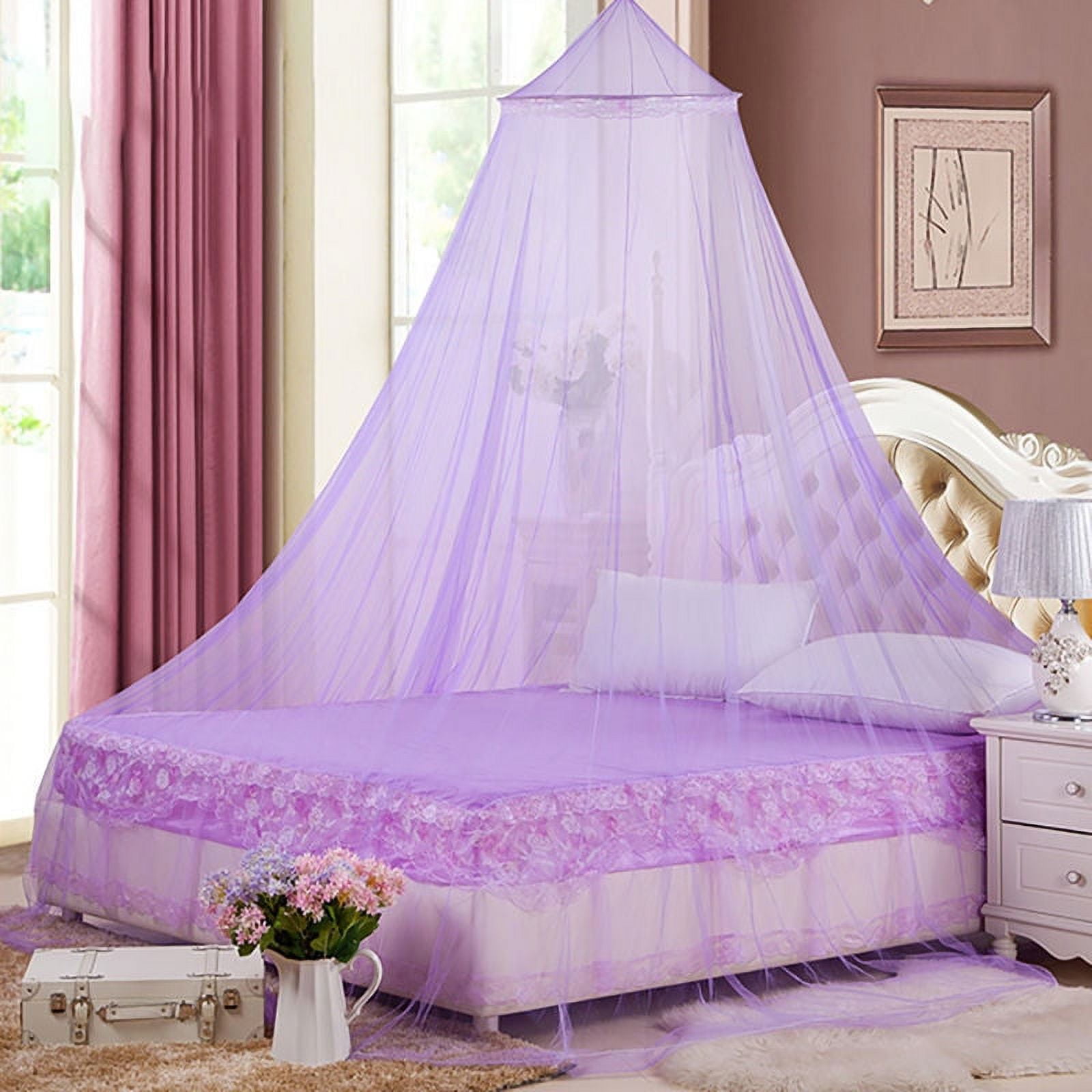 U-pick Bed Canopy with Jumbo Swag Hook for Girls, Princess Bed Canopy Glow  Christmas Snowflakes Bed Canopy for Girls Room Decor, Encrypted Fabric,  Purple 