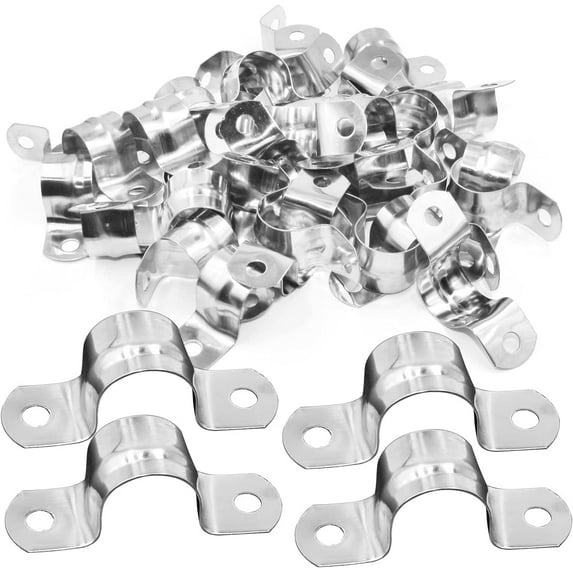 U pipe clamps stainless steel pipe clamps connecting ring hose clamp for fixing the bracket of water pipe gas pipe 40 pcs (16mm 40pcs)