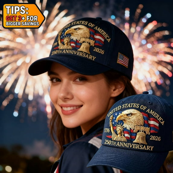 U.s. 250th Anniversary Hat Adjustable Retro Washed Patriotic Baseball Cap for Heritage Enthusiasts, History Lovers, and Daily Style Statement (embroidered), Blue