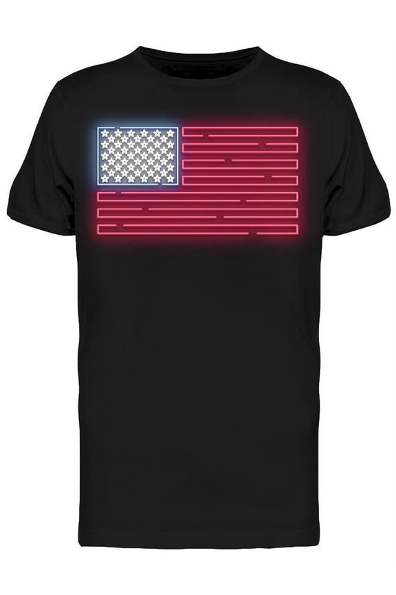 U.s.a Flag Neon T-Shirt Men -Image by Shutterstock, Male Small