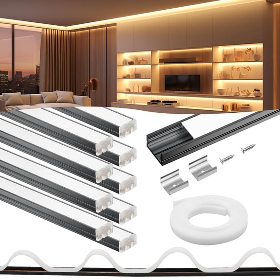 U-shape LED Aluminum Lighting Channels Black 3.3ft 10 Pack