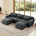 thumbnail image 1 of U-shaped Boneless Sofa 32D High Density Sponge Bottom Anti-Slip Design With Chaise Free Combination Full-compression Vacuum Packaging Deep Seat Design For Bedroom,Study,And Home Theater,Dark Grey, 1 of 9
