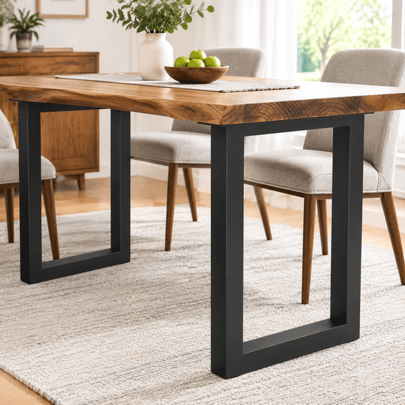 U-shaped Metal Furniture 28 x 24 IN Heavy Duty Industrial Steel Base with Adjustable Feet