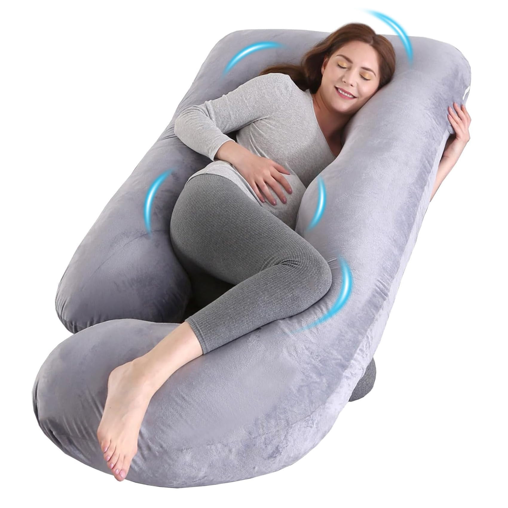 U-shaped Pillow For Sleeping  Full Body Support & Belly - 57 Inch Maternity With Machine Washable Cover |