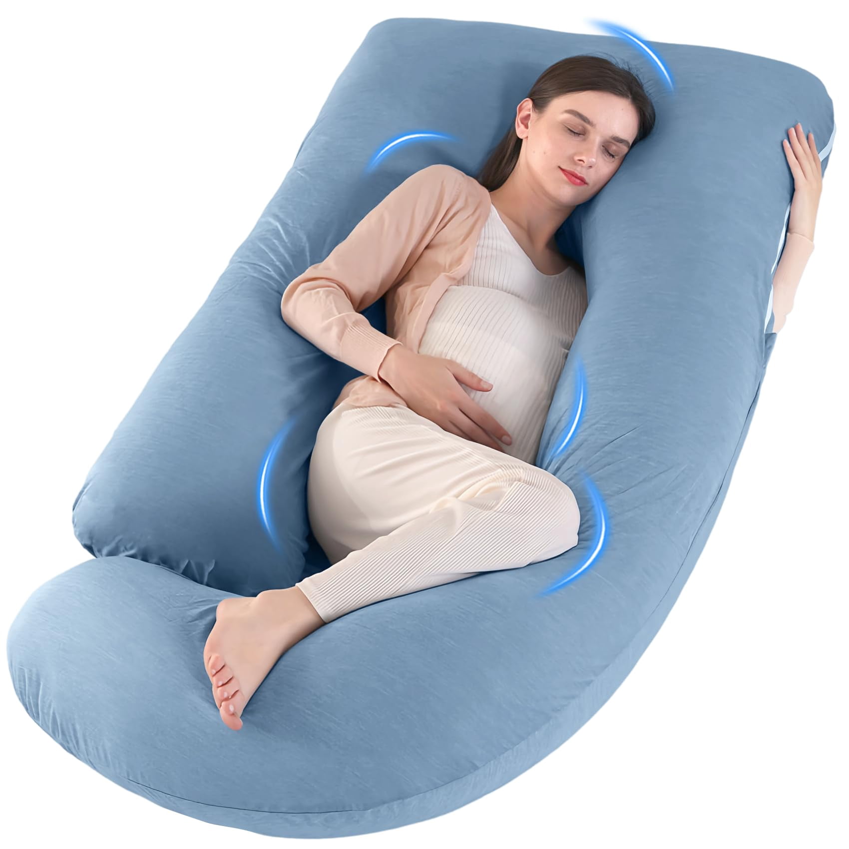 U-shaped Pillow For Sleeping  Full Body Support & Belly - 65 Inch Maternity With Machine Washable Cover |