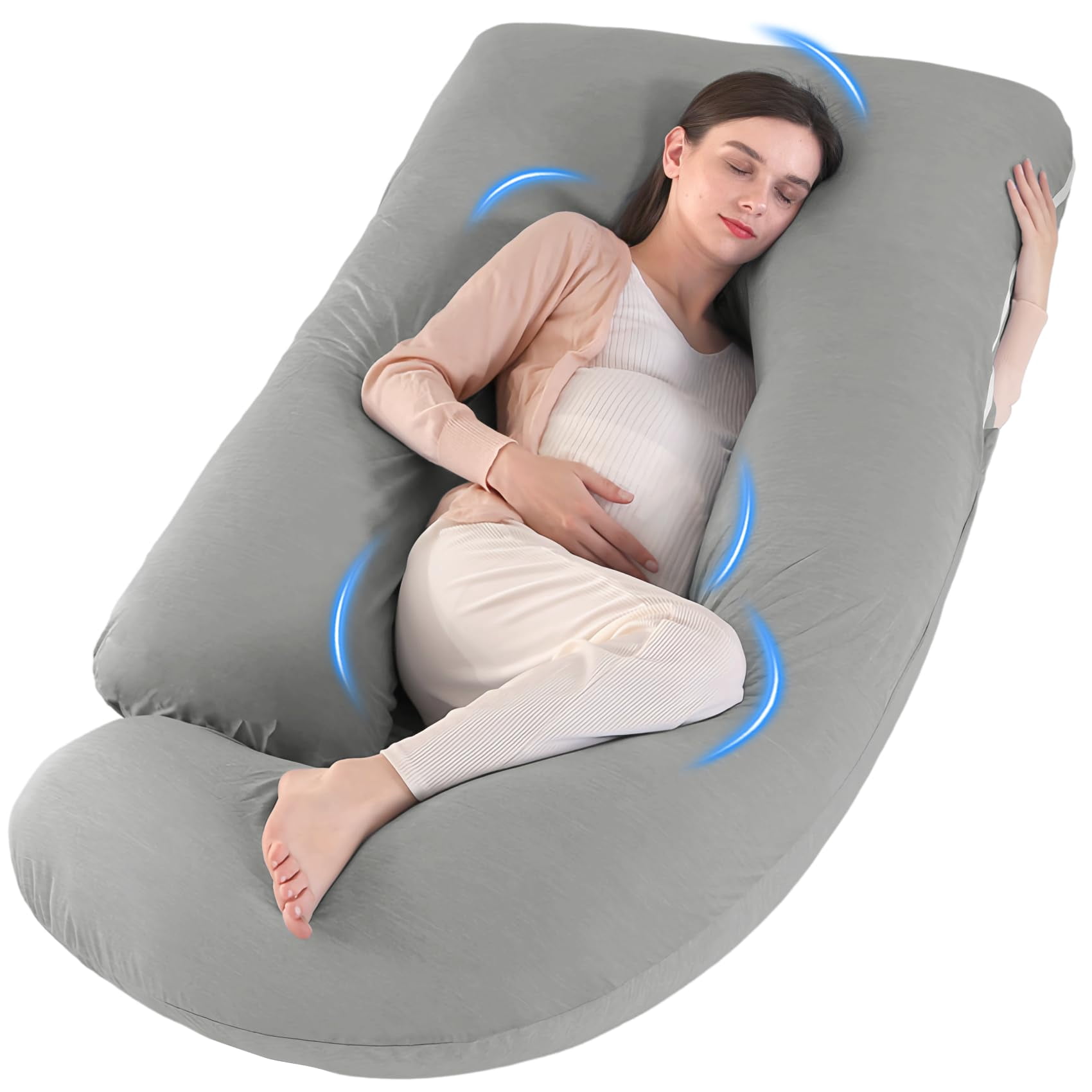U-shaped Pillow For Sleeping  Full Body Support & Belly -65 Inch Maternity With Machine Washable Cover |