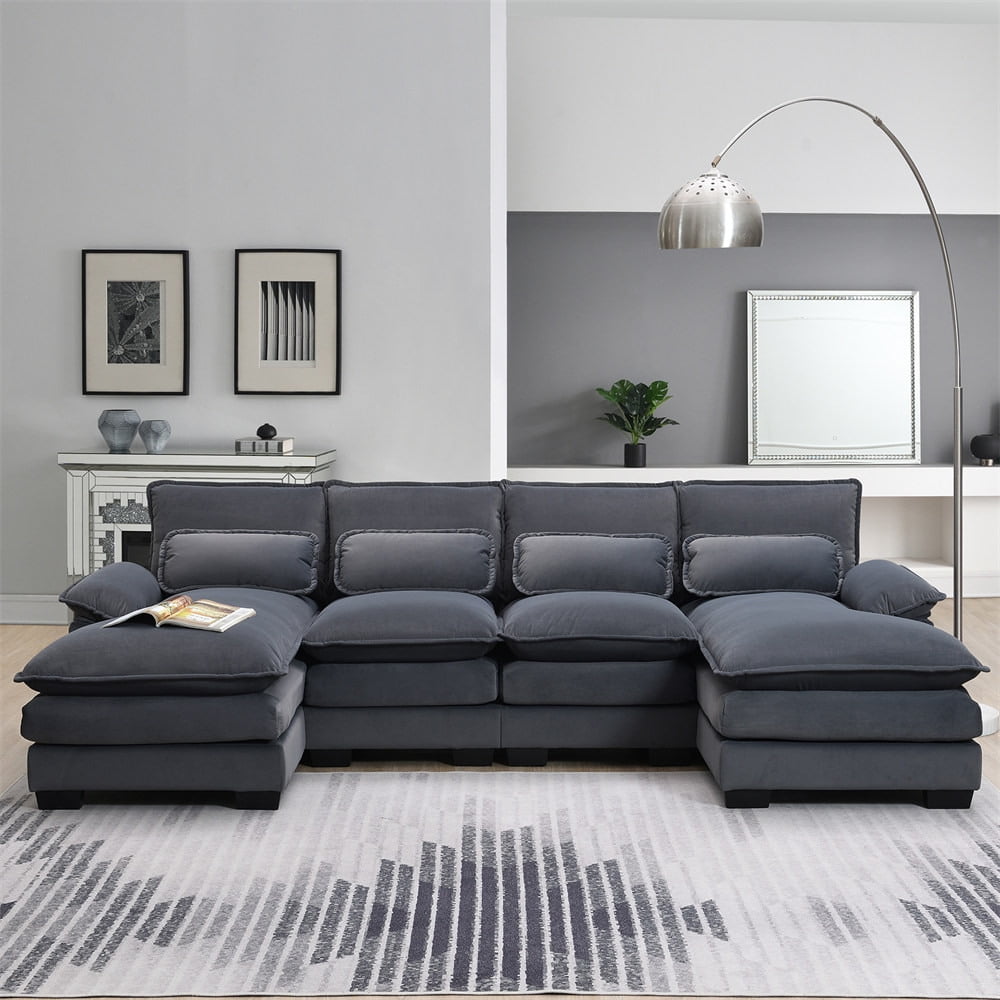 Ushaped Sectional Sofa, Modern Sleeper Sofa Couch with Chaise Lounge