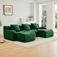 thumbnail image 1 of U-shaped Soft Teddy Fabric Boneless Sofa, Assembly Chaise,No Assembly Required Curved Armrest,Anti-Slip Design 32D High Density Sponge Streamlined Design,Fits Living Rooms Reading Nook,Green, 1 of 5