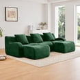 thumbnail image 1 of U-shaped Soft Teddy Fabric Boneless Sofa, Green, Curved Armrest Anti-Slip, 32D Sponge Streamlined, Assembly Chaise No Assembly, for Living Room Reading Nook, 1 of 9