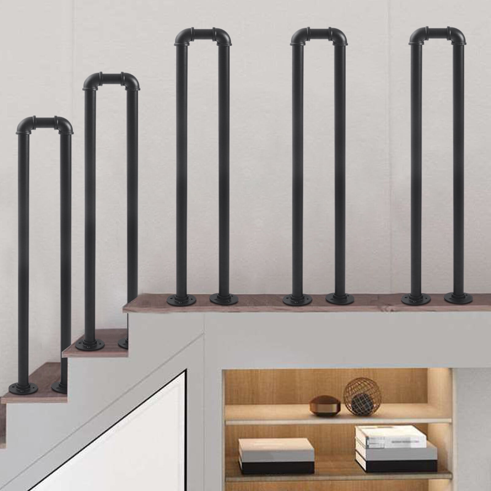 U-shaped Stair Handrail, Black, Non-Slip, Retro Stair Safety Hand Rail ...