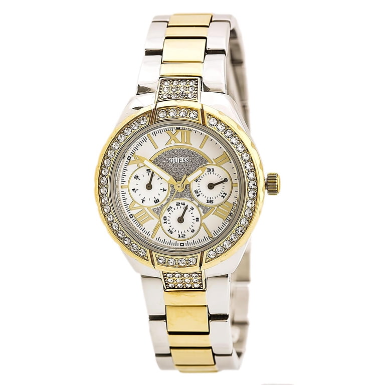 Guess Silver Dial Watch with Crystal Bezel GUESS® Silver-Tone Crystal Square Analog Watch main image 3