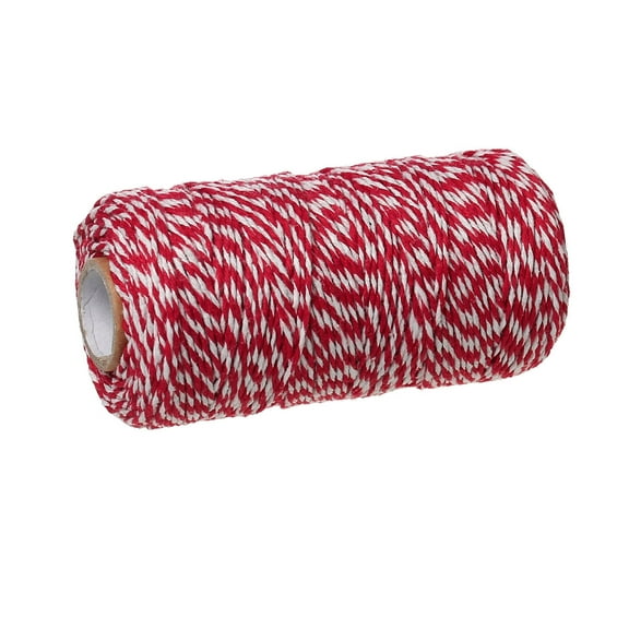 U020 - 1 Roll - 100yards - 300ft - Red White Striped Sewing Threading Thread Cotton Cord - 1.5mm - Baker's Twine