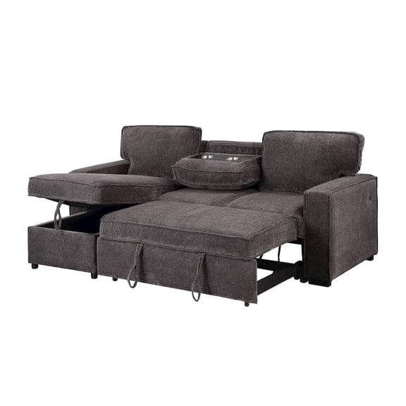 Global Furniture USA Transitional Reversible Pull Out Sofa Bed, Dark Grey