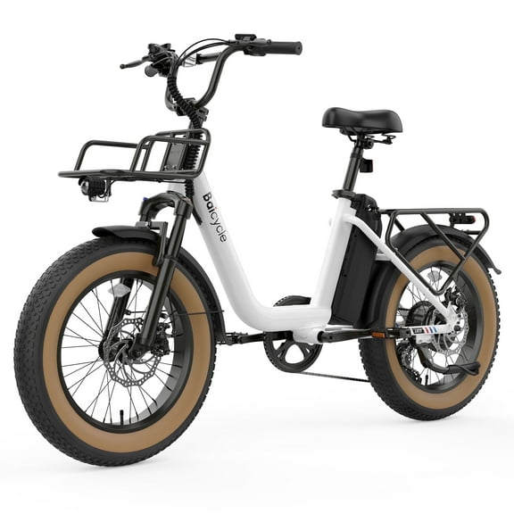 Baicycle U05 Electric Bike for Adults, 1800W Peak Motor, 48V 13Ah Removable Battery, 20x4 Fat Tire, UL2849 Certified, 90 Miles Range E-bike, 28MPH, Women-Friendly Commuting Ebike, White.