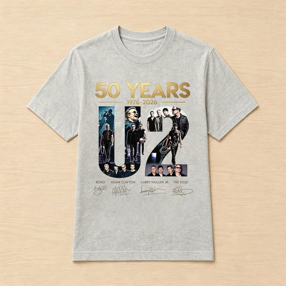 U2 50th Anniversary Shirt, 1976–2026 Rock Band Tee, Bono The Edge Graphic T-Shirt