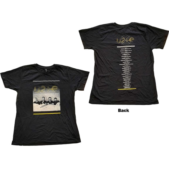 U2 Ladies T-Shirt: I+E Tour Bed Photo (Back Print) (Medium)