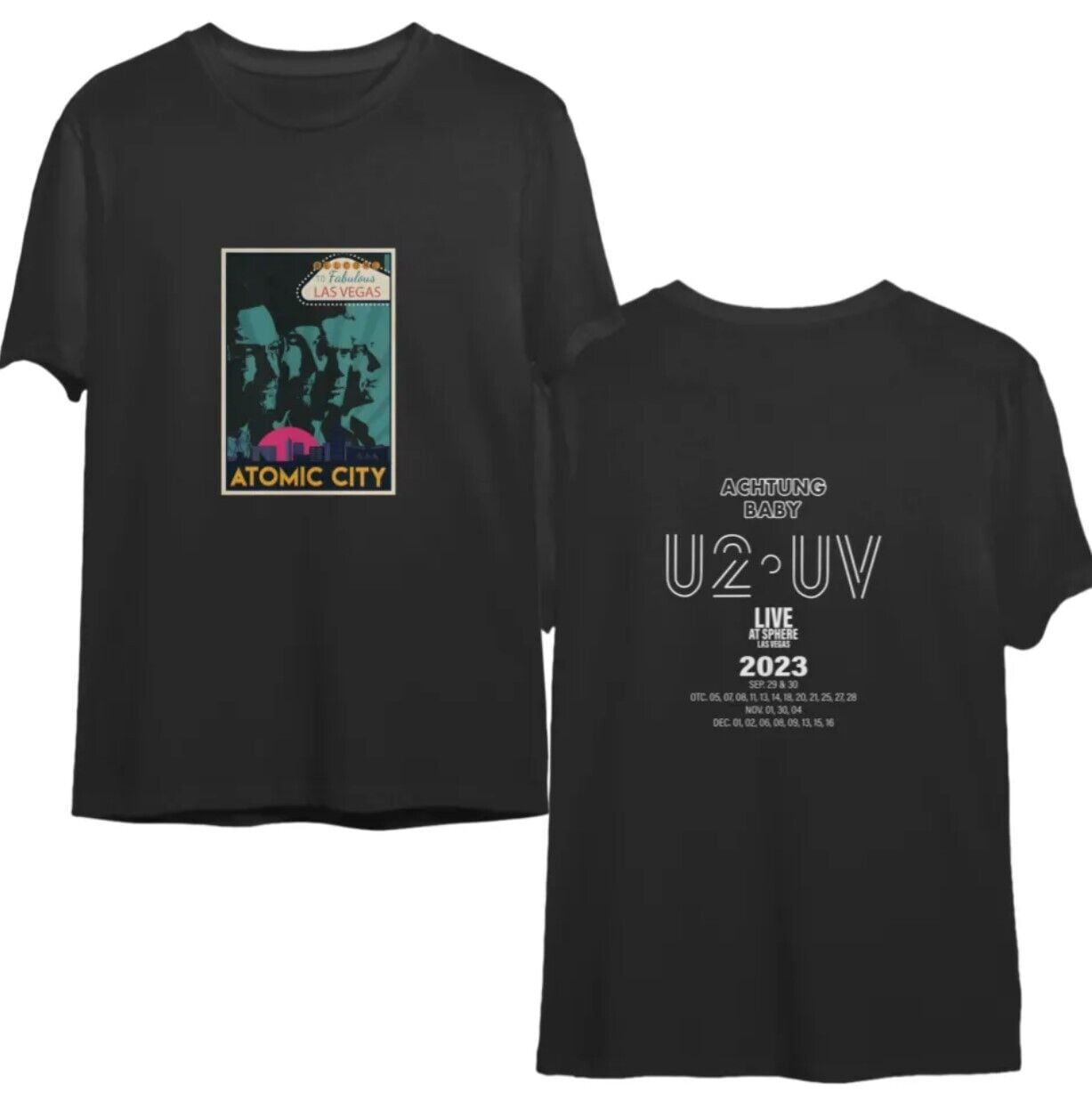U2 Las Vegas Sphere TShirt, U2 Atomic CitY, U2UV Fall Tour 2023 New U2