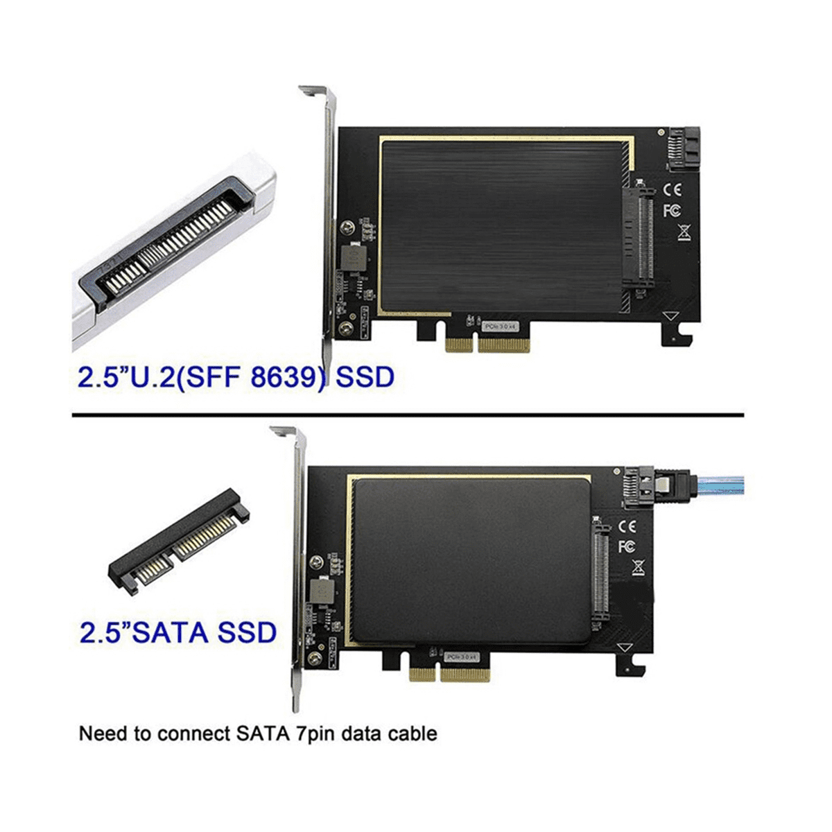 U2 PCIE X4 to U.2 Adapter Card SFF8639 NVMe SSD Expansion Card SSD Solid State Drive Cconversion