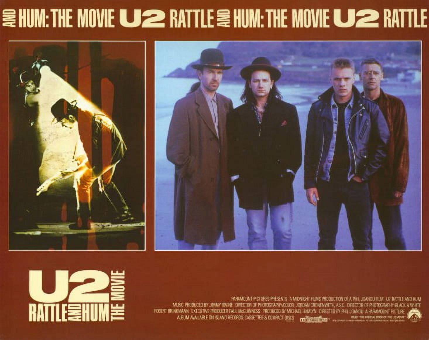 U2 Rattle & Hum movie POSTER (Style H) (11" x 14") (1988)