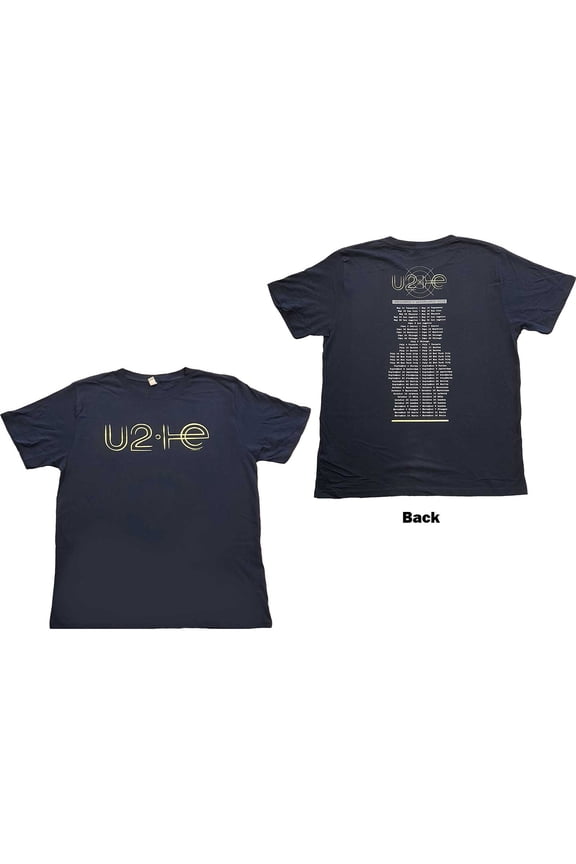 U2 Unisex T-Shirt I+E 2015 Tour Dates (Back Print) (Medium)