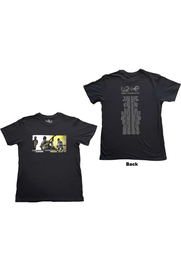 U2 Unisex T-Shirt I+E Tour 2015 Band Silhouettes (Back Print) (X-Large)