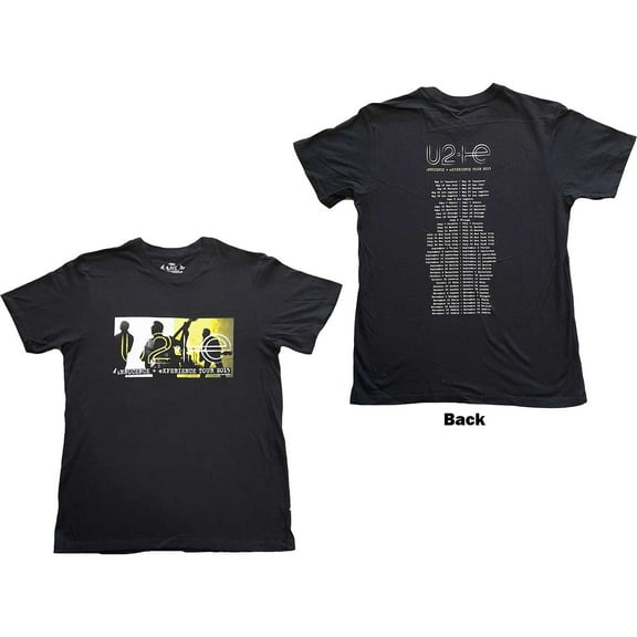 U2 Unisex T-Shirt I E Tour 2015 Band Silhouettes (Back Print) (X-Large)