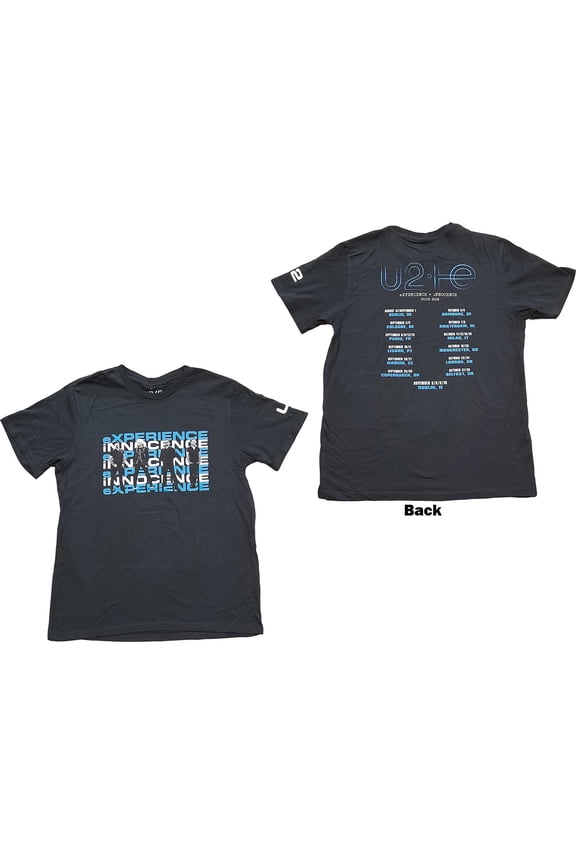 U2 Unisex T-Shirt Repeat Logo (Back Print) (Large)