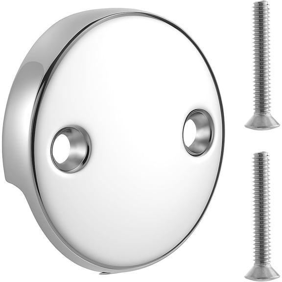 U2693-PK Replacement Overflow Plate, Dual Hole Bathtub Drain Overflow Plate with Two Matching Screws, Chrome, 1 Pack