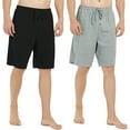 thumbnail image 1 of U2SKIIN 2 Pack Mens 100% Cotton Pajama Shorts, Lightweight Lounge Pant with Pockets Soft Sleep Pj Bottoms(Black/Light Gray Mel,L), 1 of 6