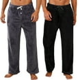 thumbnail image 1 of U2SKIIN 2 Pack Mens Plush Warm Pajama Pants, Fluffy Soft Fleece Sleep Pant with Pockets Lounge Pj Bottoms for Men (Black+Dark Grey, XL), 1 of 5