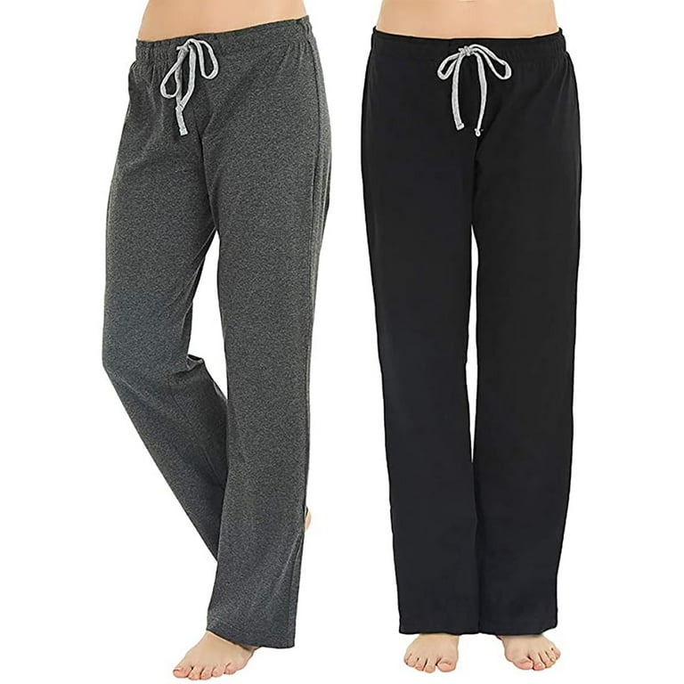 U2SKIIN 2 Pack Pajama Pants for Women, Soft Lounge Lightweight Sleep Pj  Bottoms, (Black/Dark Grey Mel, M) 