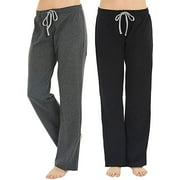 U2SKIIN 2 Pack Pajama Pants for Women, Soft Lounge Lightweight Sleep Pj Bottoms, (Black/Dark Grey Mel, M)