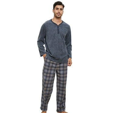 U2SKIIN Couple Pajama Sets, Plaid Matching Pajama Set for Men and Women Soft Warm Pjs Set（Dark Grey/Grey-Yellow Plaid Mens, Medium）