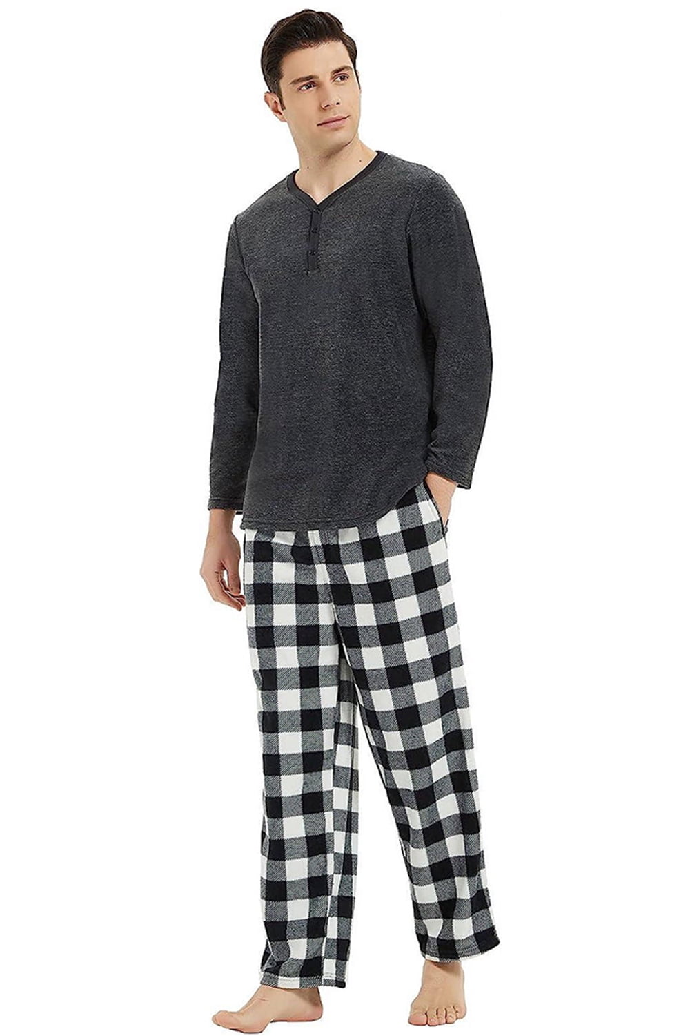 U2SKIIN Couple Pajama Sets, Plaid Matching Pajama Set for Men and Women