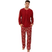 U2SKIIN Couple Pajama Sets, Plaid Matching Pajama Set for Men and Women Soft Warm Pjs Set（Dark-red/Christmas Tree Mens, Medium）