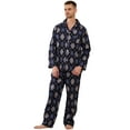 thumbnail image 1 of U2SKIIN Men Button Down Pajama Set, 100% Cotton Lounge Plaid Fun Prints Sleepwear With Pockets,(Blue Grey Rhombus Plaid,2XL), 1 of 5