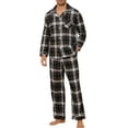 thumbnail image 1 of U2SKIIN Men's 100% Cotton Flannel Pajama Sets, Soft Plaid PJS Long Sleeve Sleepwear 2 Piece Button Down Lounge Set（Black- Yellow Plaid,Large）, 1 of 1
