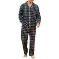 thumbnail image 1 of U2SKIIN Men's 100% Cotton Flannel Pajama Sets, Soft Plaid PJS Long Sleeve Sleepwear 2 Piece Button Down Lounge Set（Navy -Beige Plaid,M）, 1 of 4