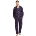 thumbnail image 1 of U2SKIIN Men's 100% Cotton Flannel Pajama Sets, Soft Plaid PJS Long Sleeve Sleepwear 2 Piece Button Down Lounge Set（Navy-Brown Plaid,Large）, 1 of 5