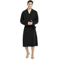 thumbnail image 1 of U2SKIIN Mens Cotton Blend Robes, Lightweight Soft Spa Knit Bathrobe for Men,(Black,S/M), 1 of 5