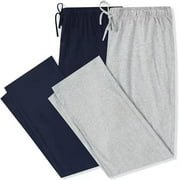 U2SKIIN Mens Cotton Pajama Pants, Soft Lightweight Lounge Pant with Pockets Sleep Pj Bottoms for Men,(Navy/light Grey Mel,L)