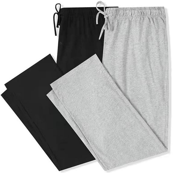 U2SKIIN Mens Cotton Pajama Pants, Soft Lightweight Lounge Sleepwear Pj Bottoms with Pockets,(Black/light Grey Mel,M)