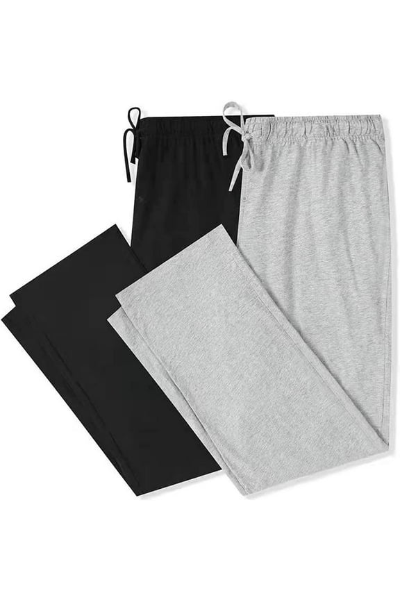 Mens Cotton Pajama Pants, Soft Lightweight Lounge Sleepwear Pj Bottoms with Pockets,(Black/light Grey Mel,XL)